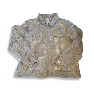 erin london Neutral Taupe Patterned zipper -Front Jacket